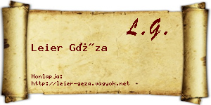 Leier Géza névjegykártya